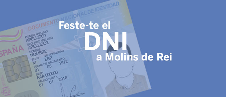 Cartell del servei de renovació del DNI a Molins de Rei