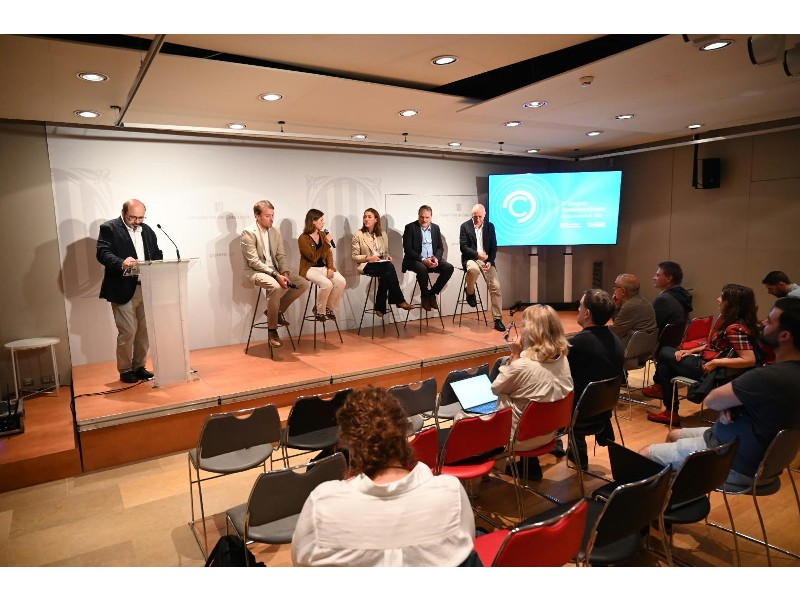 Imatge de la Sala de premsa del Govern de la presentació del congrés al Palau Robert