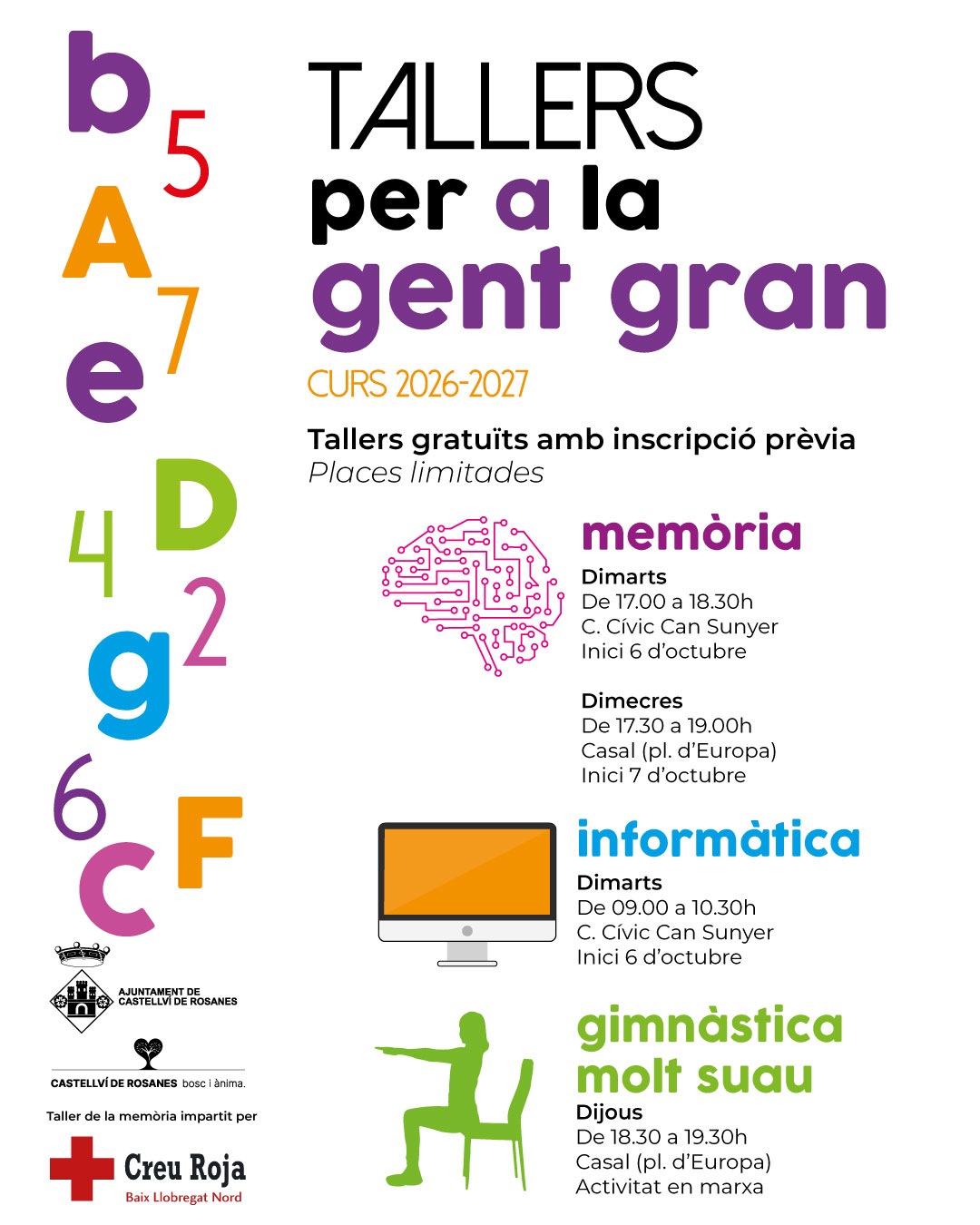 Cartell dels tallers de memòria i informàtica per a la gent gran de Castellví de Rosanes