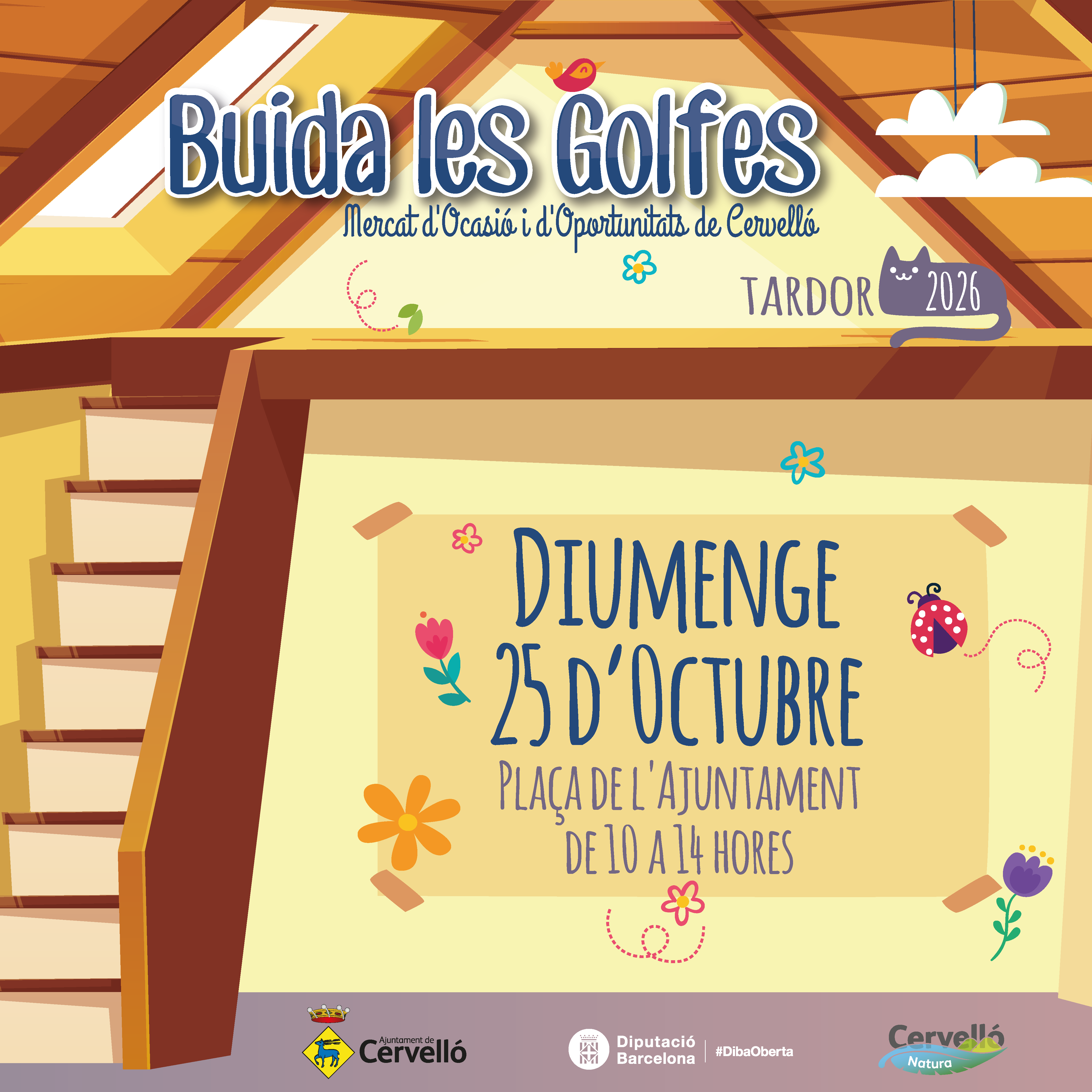 Cartell del mercat Buida les Golfes de tardor 2026 de Cervelló