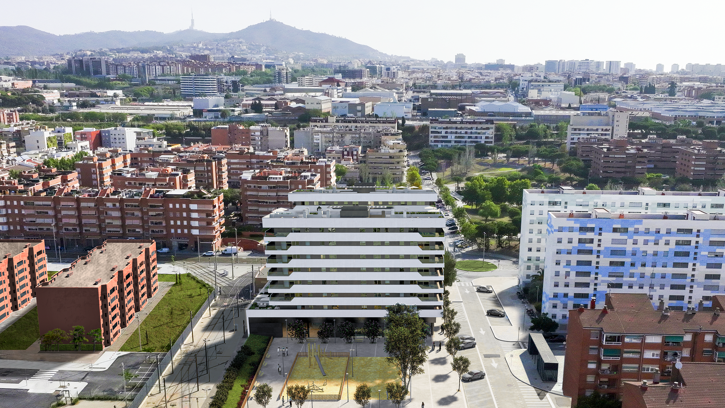 Imatge aèria d'un dels projectes de transformació urbana de Cornellà