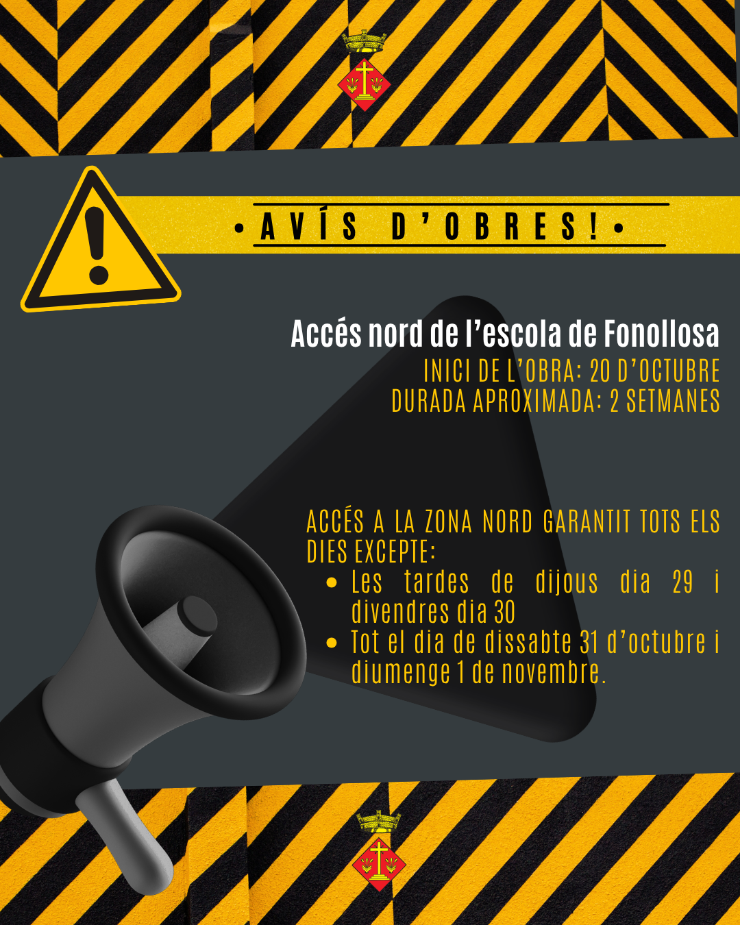 Imatge de l'Ajuntament de Fonollosa sobre les obres a l'accés nord de l'Escola Sant Jordi
