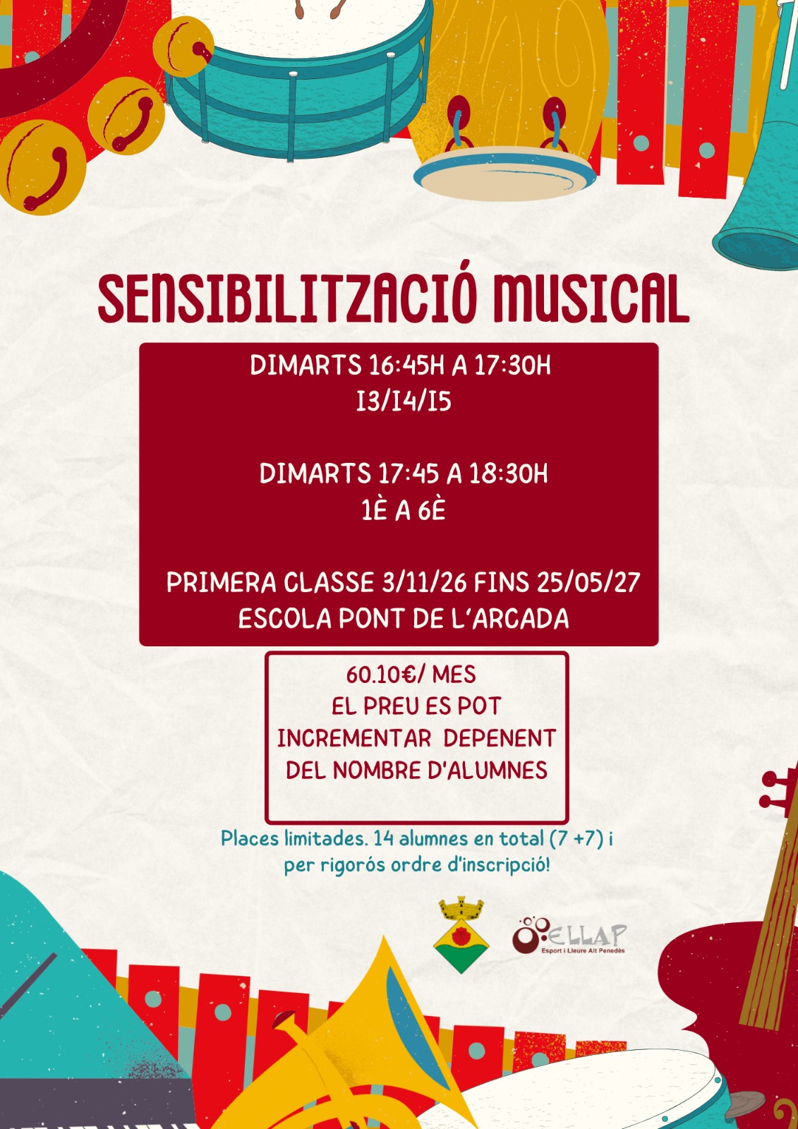 Cartell de les classes de sensibilització musical d'Olesa de Bonesvalls