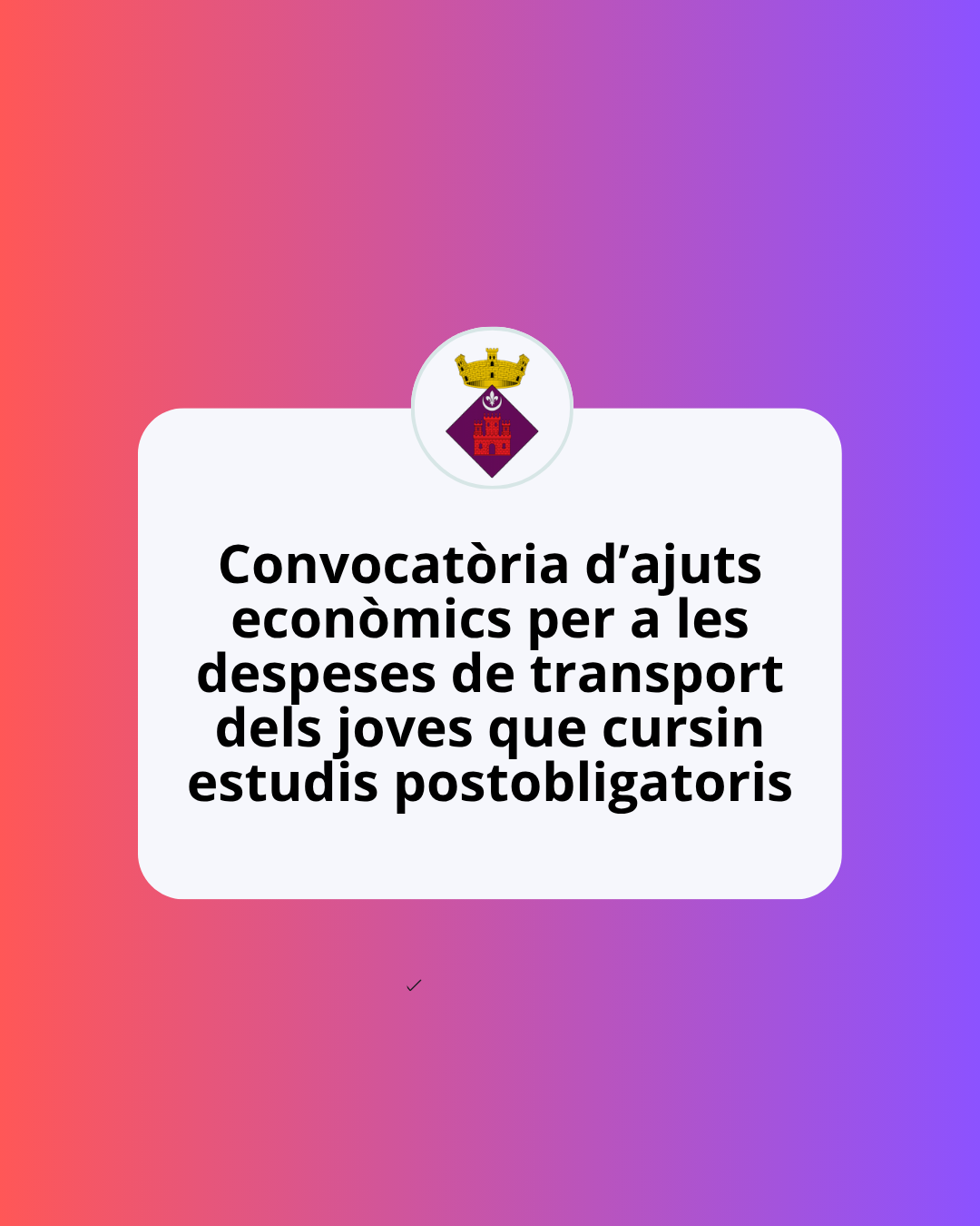 Imatge de l'Ajuntament de Rubió sobre la convocatòria d'ajuts de transport per als joves