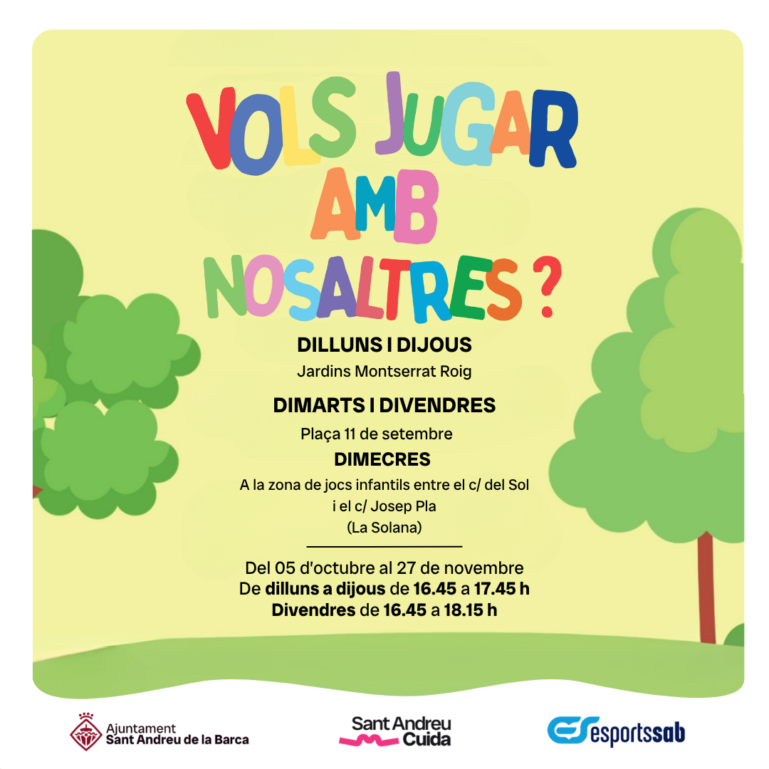 Cartell del programa d'oci actiu Vols jugar amb nosaltres?