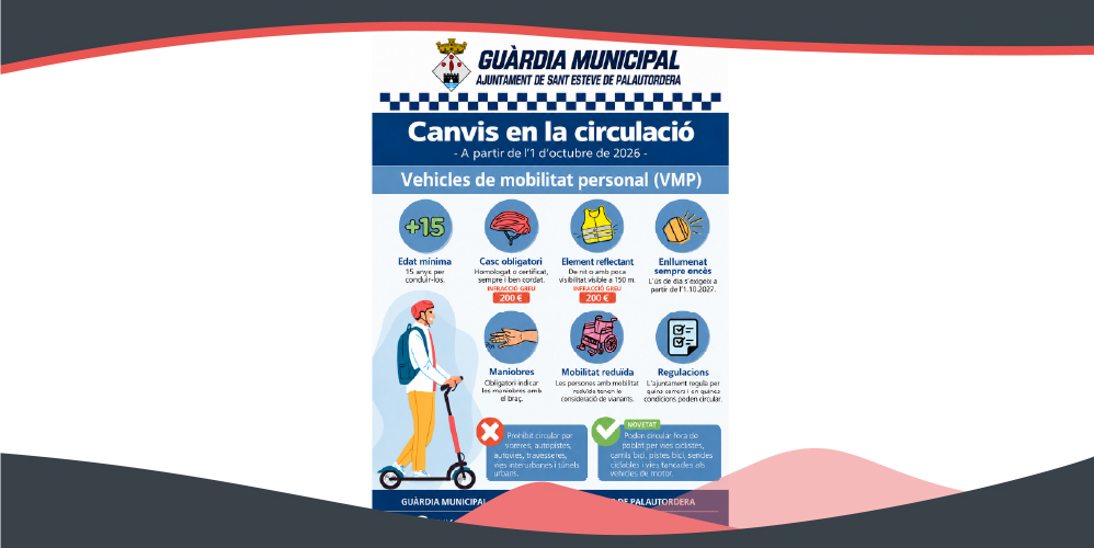 Imatge de l'avís de l'Ajuntament sobre la circulació dels patinets elèctrics
