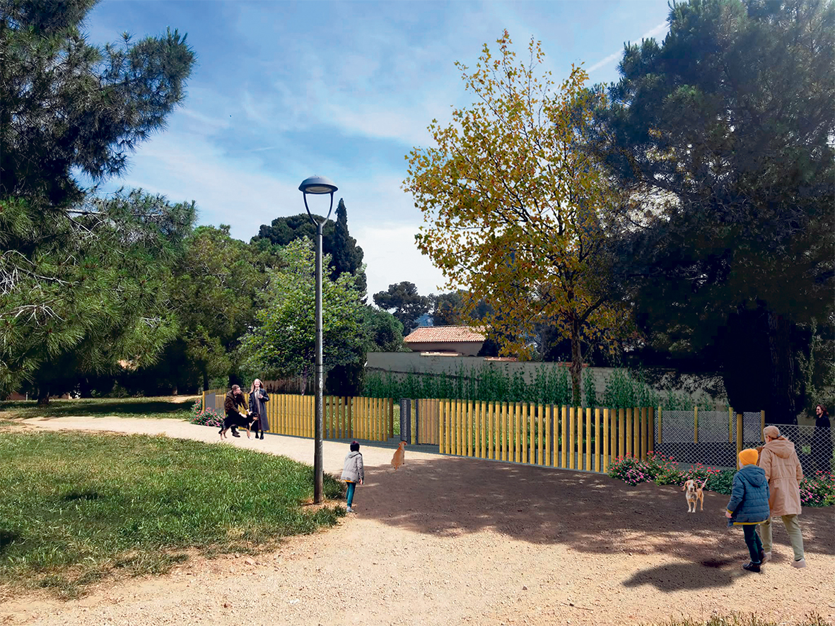Zona d'esbarjo per a gossos de l'illa del Pla de les Vinyes, a Santa Coloma de Cervelló