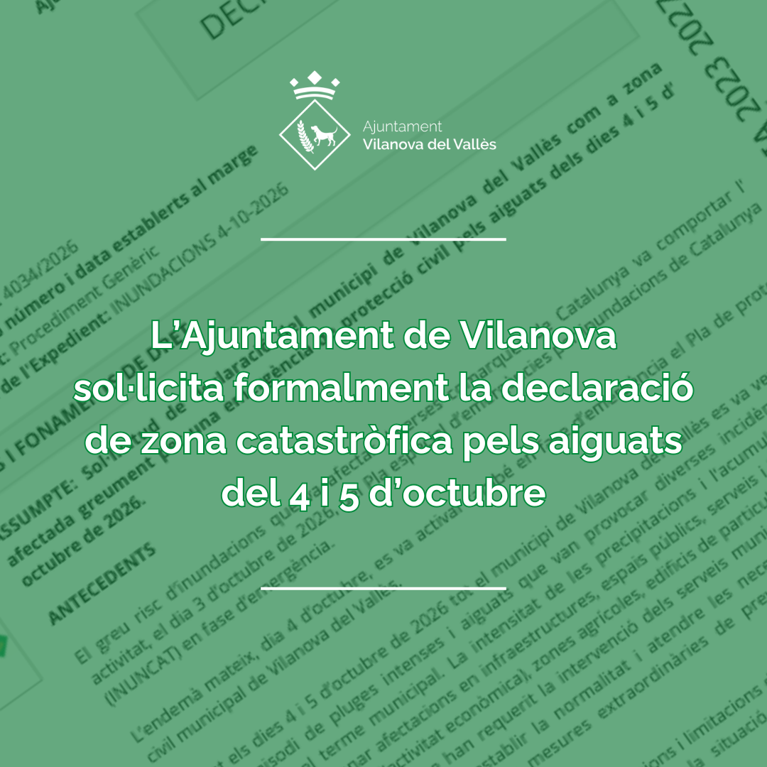 Portada de la notícia sobre la sol·licitud de zona afectada greument a Vilanova del Vallès